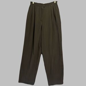 Vintage City Silk Pants Pleated Trousers Lined Womens Size 10 Black Old Money